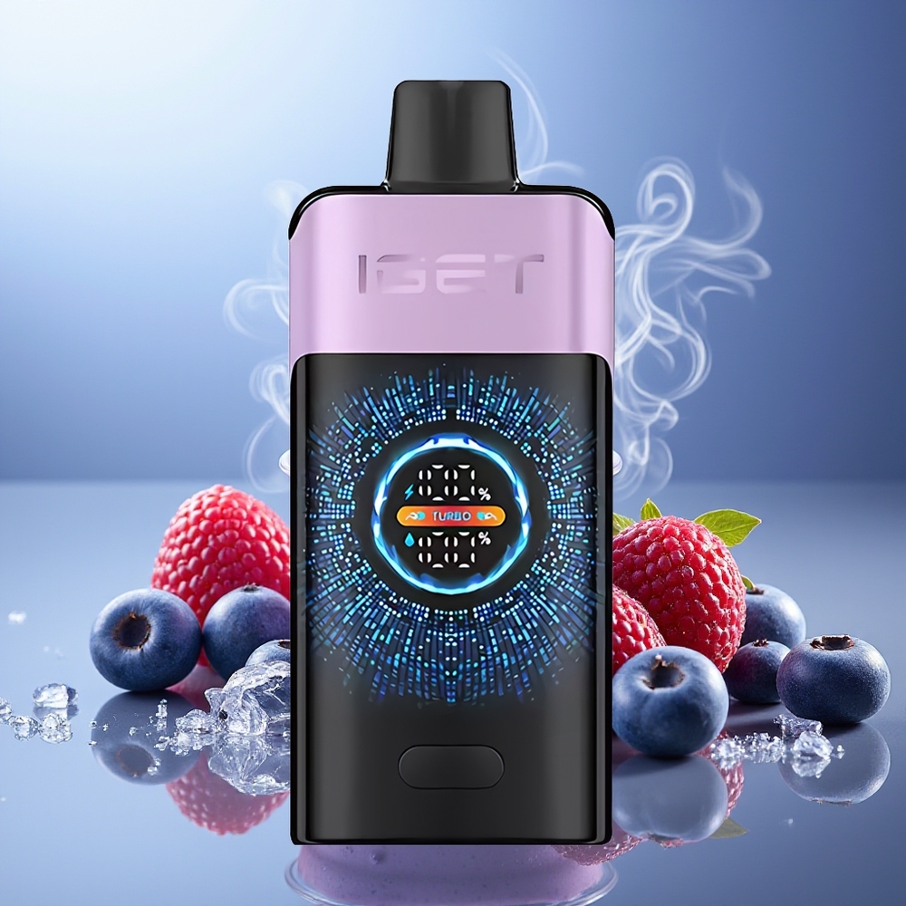 IGET ONE 12000 Puffs Vape Desechable Bayas Mixtas Helada Pantalla Grande Curva 2700 mAh 0.6 ohm