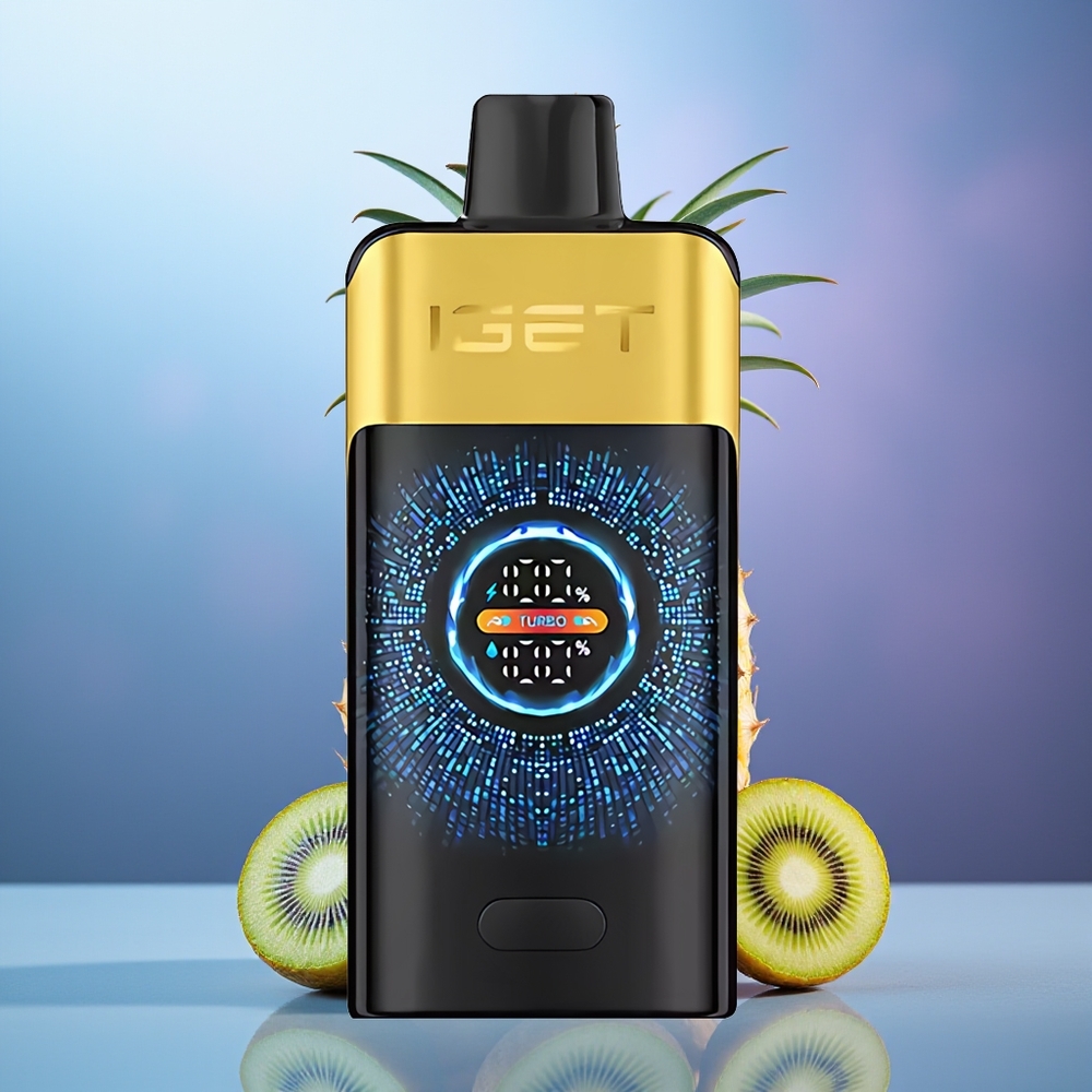 IGET ONE 12000 Puffs Vape Desechable Kiwi Piña con Pantalla Curva Grande a Color, Batería de 2700 mAh y Bobina Dual Mesh de 0.6 ohm
