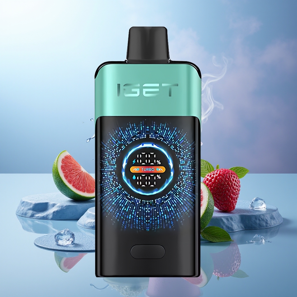IGET ONE 12000 Puffs Vape Desechable Montaña Primavera Menta Helada Pantalla Grande Curva Batería 2700 mAh