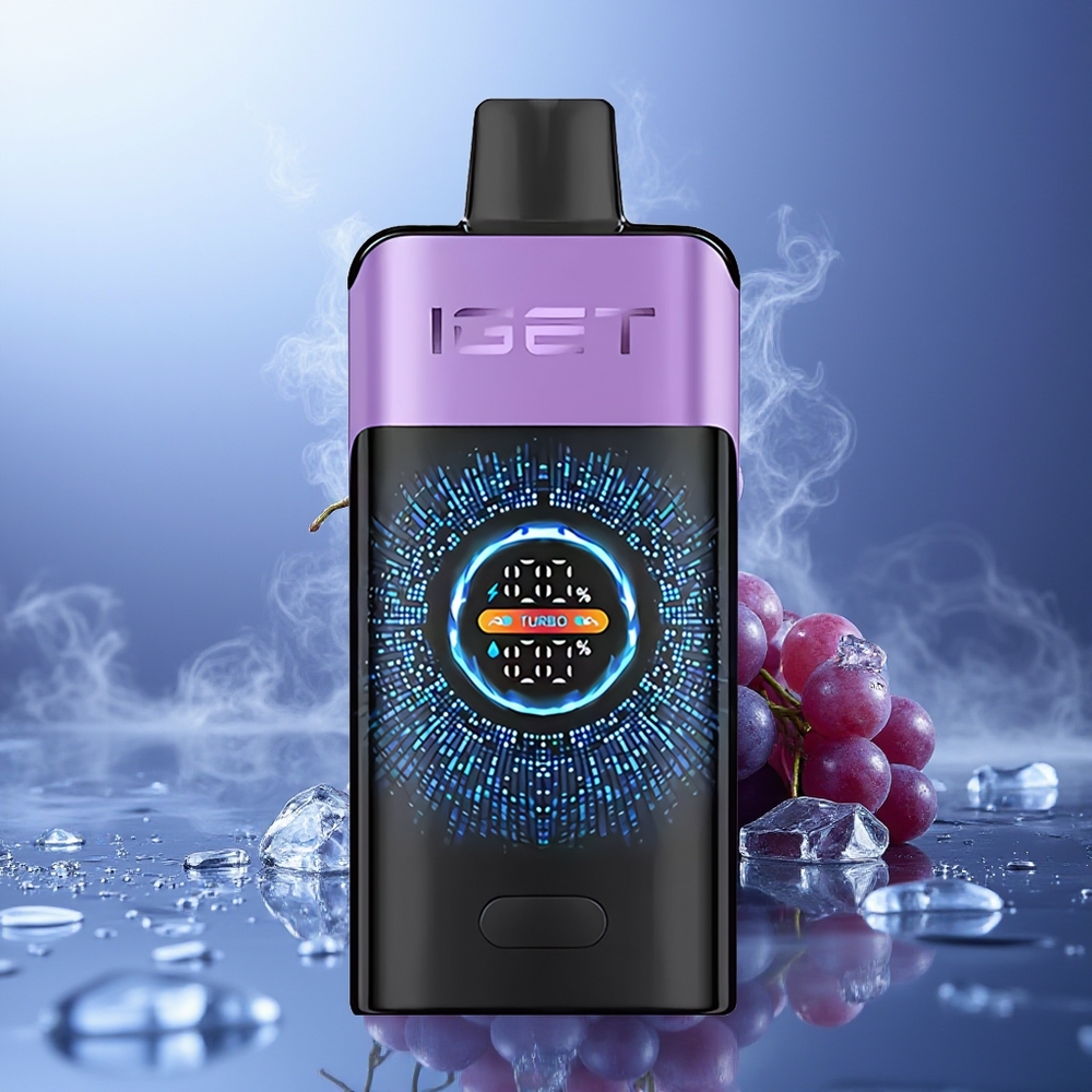 IGET ONE 12000 Puffs Vape Desechable Uva Hielo Pantalla Grande Curva Batería 2700 mAh Material PCTG+ALU+PC