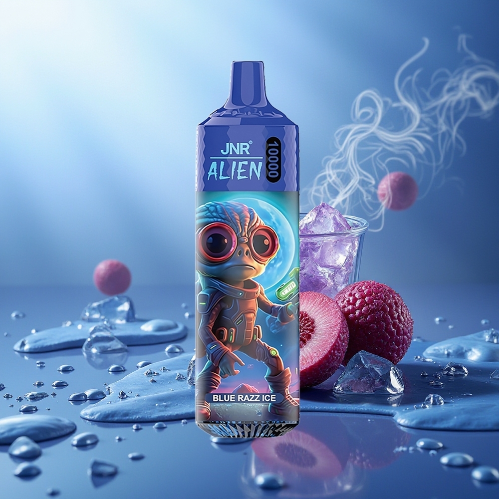 JNR Alien 10000 Puffs Blue Razz Ice 850mAh LED Tipo-C