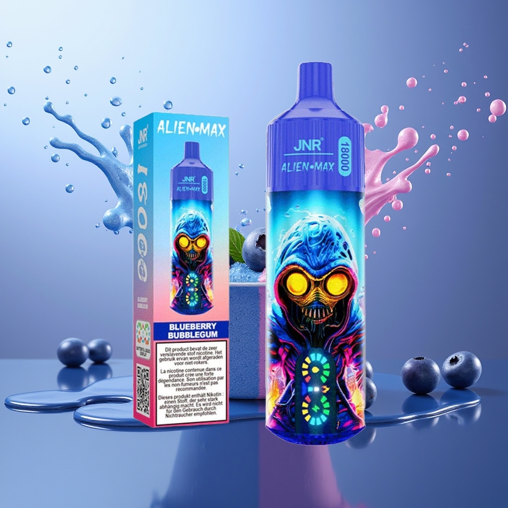 JNR Alien Max 18000 Puffs Chicle de Arándano Dual Mesh Coil Tipo-C LED Display