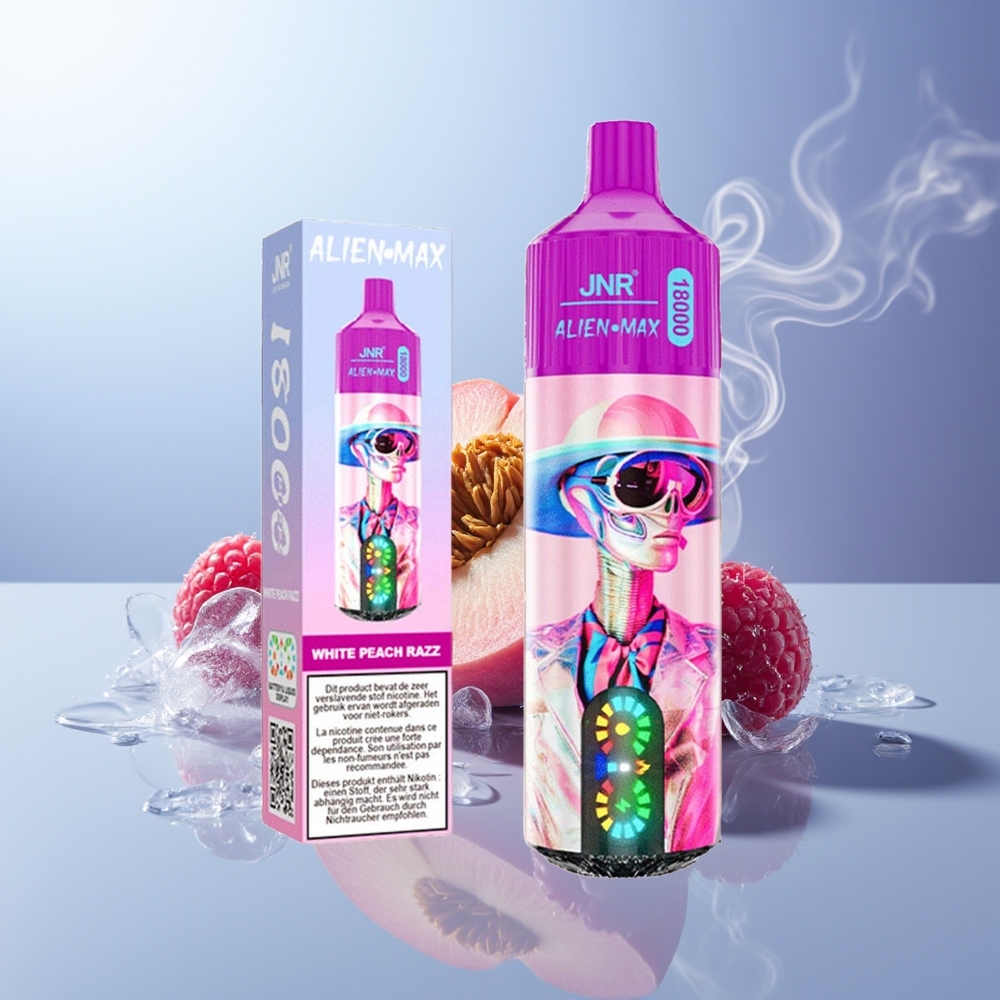 JNR Alien Max 18000 Puffs Dual Mesh Coil 28ml Durazno Blanco Frambuesa Tipo-C