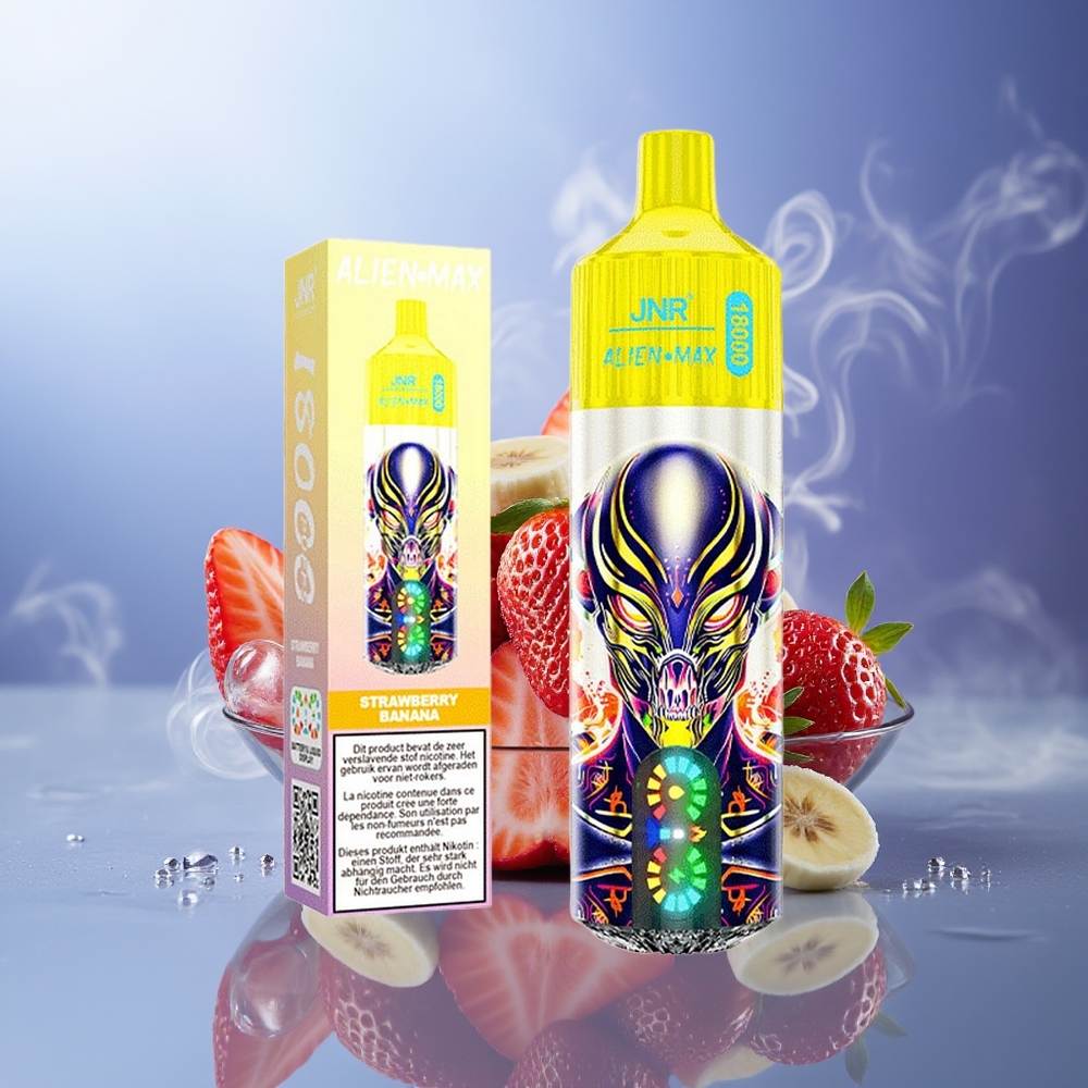 JNR Alien Max 18000 Puffs Fresa Plátano Dual Mesh Coil Tipo-C 28ml