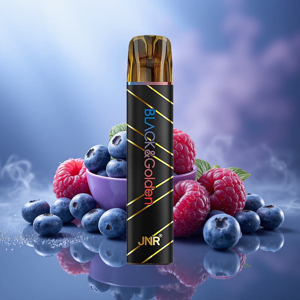 JNR Black&Golden 800 Puffs Vape Desechable Arándano Agrio Frambuesa 2ml 2% Nic 550mAh