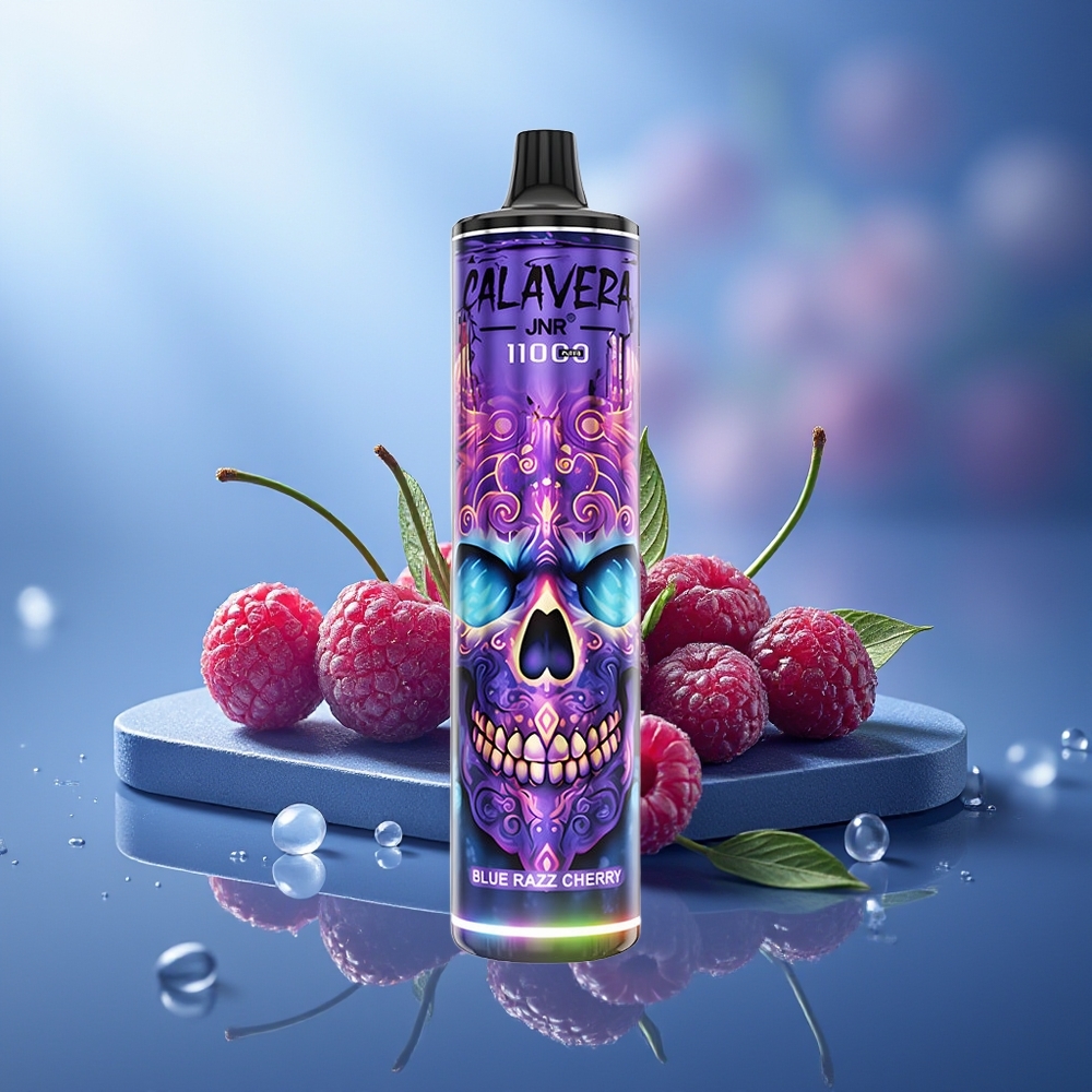 JNR Calavera 11000 Puffs Vape Desechable Blue Razz Cereza Tipo-C 850mAh 21ml