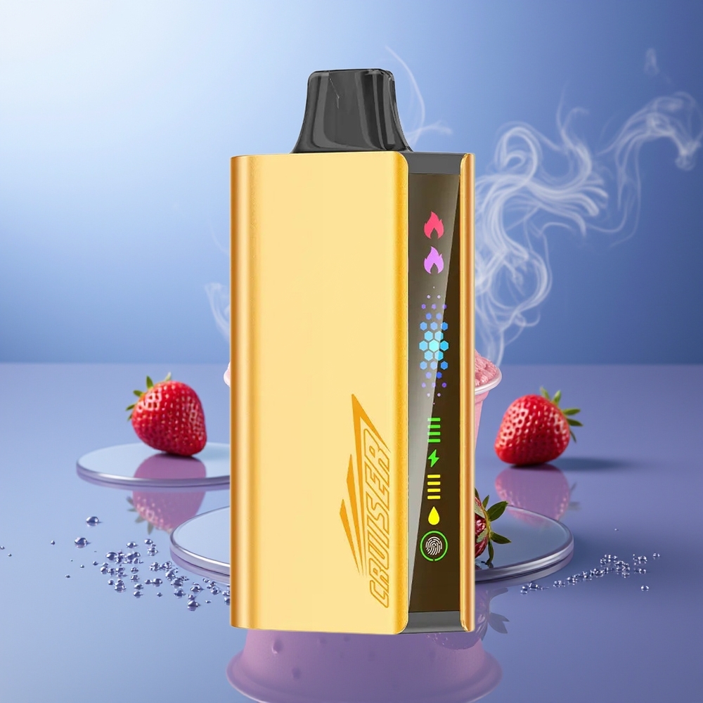 JNR Cruiser 12000 Puffs Chupa Chups Fresa Vape Desechable Sin Carga Pantalla Animada Cuerpo de Aluminio