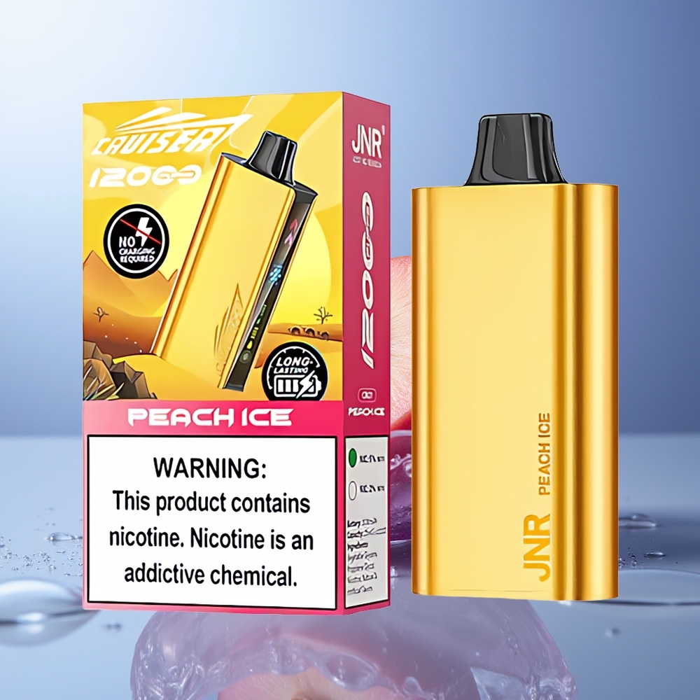 JNR Cruiser 12000 Puffs Melocotón Hielo Pantalla Animada Batería Integrada 3500 mAh Cuerpo de Aluminio