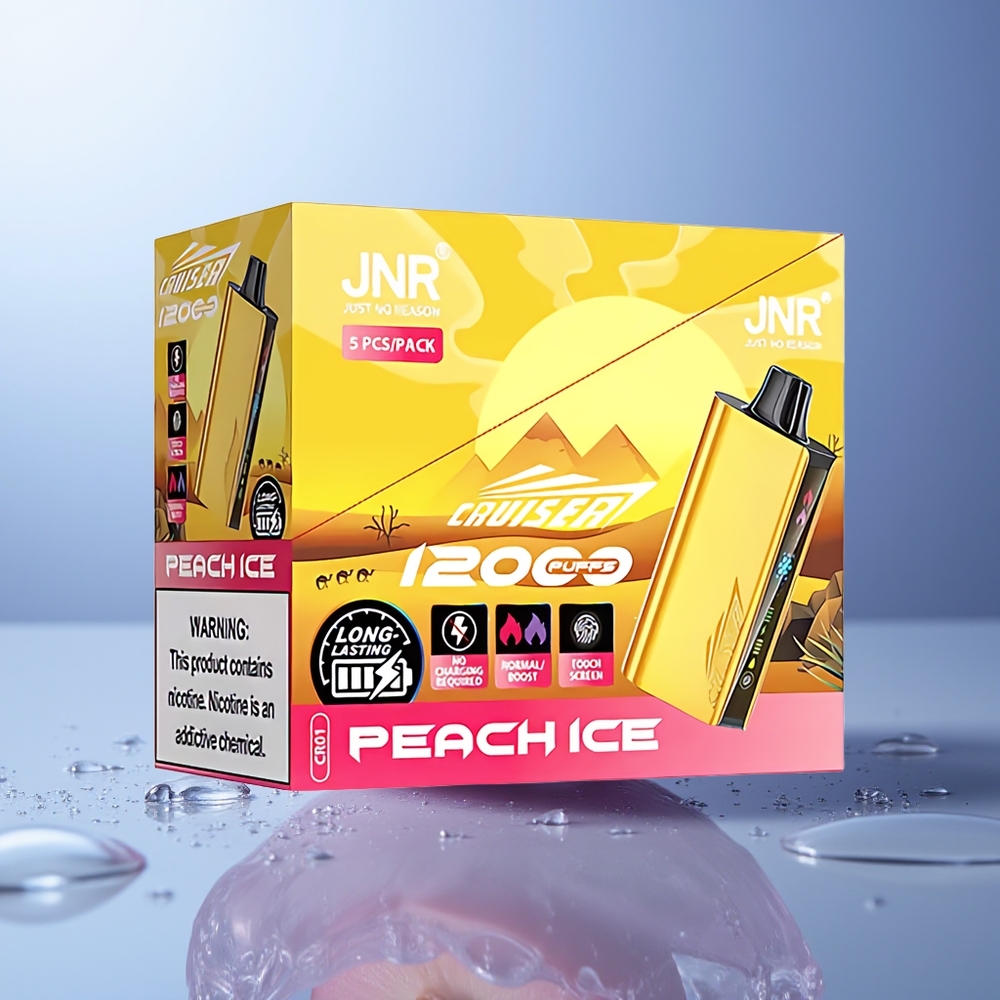 JNR Cruiser 12000 Puffs Melocotón Hielo Pantalla Animada Batería Integrada 3500 mAh Cuerpo de Aluminio