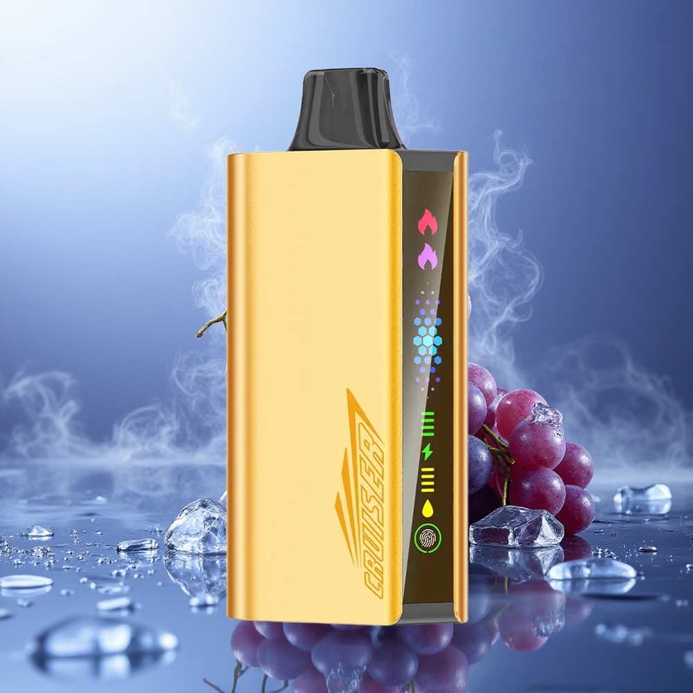 JNR Cruiser 12000 Puffs Uva Hielo Batería Incorporada 3500 mAh Pantalla Animación Cuerpo Aluminio Metal Completo