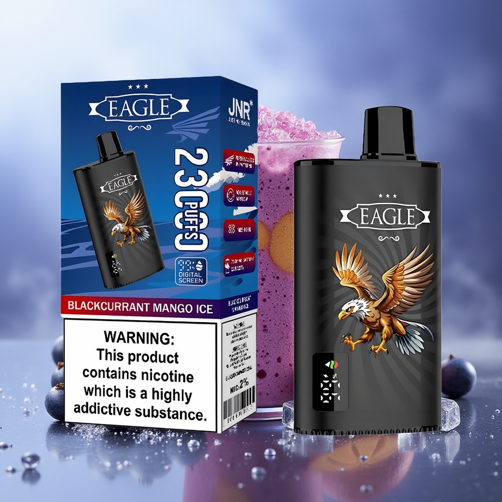 JNR EAGLE Smart 23000 Puffs Grosella Negra Mango Hielo Pantalla Digital Bobina Mesh 1.0ohm Batería 750mAh