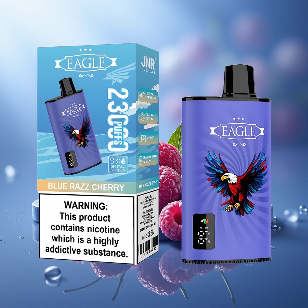JNR EAGLE Smart 23000 Puffs Vape Desechable Arándano Azul Cereza Pantalla Digital Bobina Malla 1.0ohm Batería 750mAh