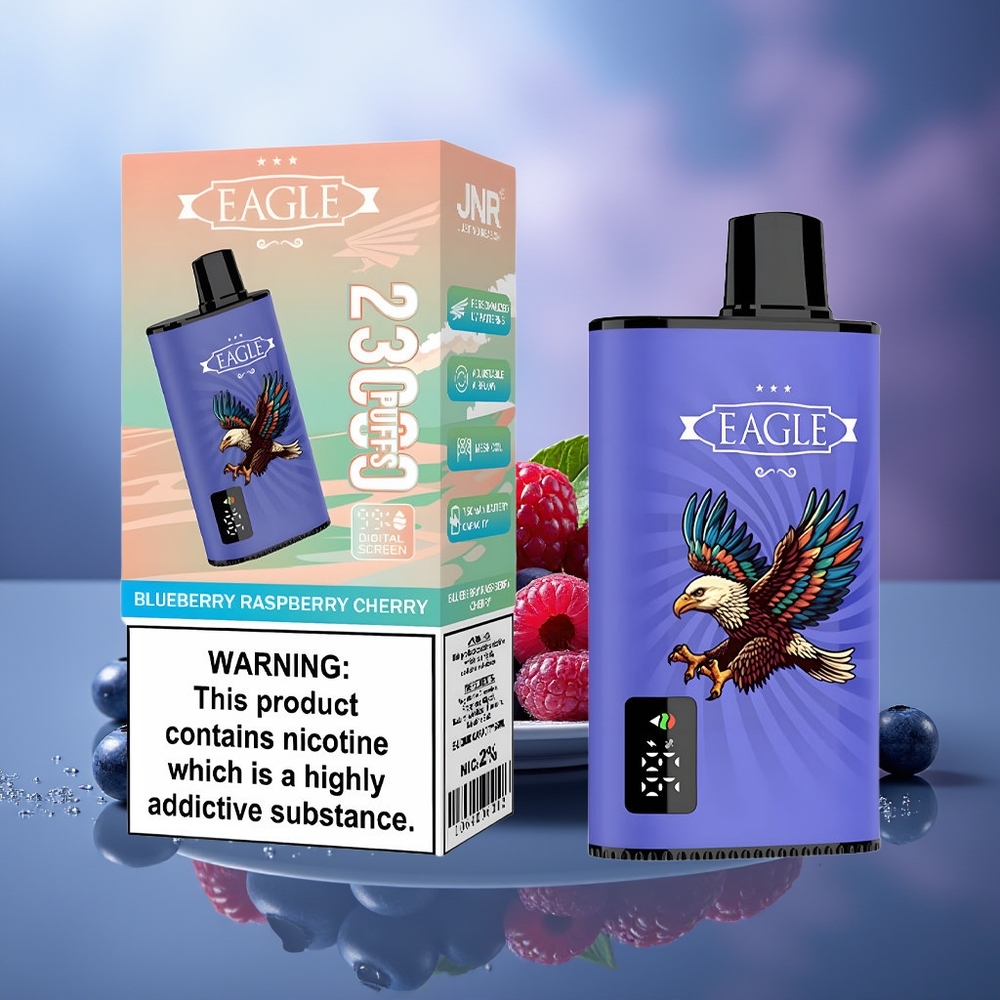 JNR EAGLE Smart 23000 Puffs Vape Desechable Arándano Frambuesa Cereza Pantalla Digital Bobina Mesh 1.0ohm Batería 750mAh