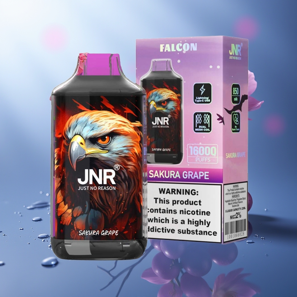 JNR Falcon 16000 Puffs 22ml 0% Sakura Uva Vape Desechable
