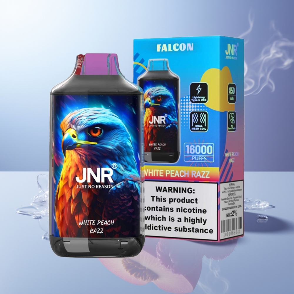JNR Falcon 16000 Puffs 850 mAh 22ml Durazno Blanco Frambuesa