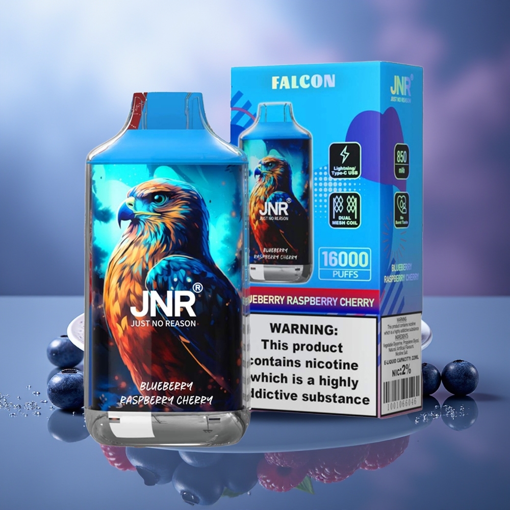 JNR Falcon 16000 Puffs Arándano Frambuesa Cereza Dual Mesh Coil Smart LED Display