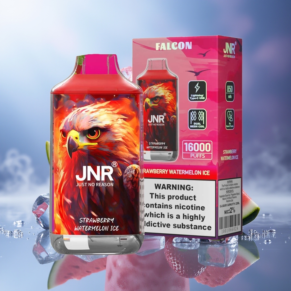 JNR Falcon 16000 Puffs Fresa Sandía Hielo 850mAh 22ml Dual Mesh Coil