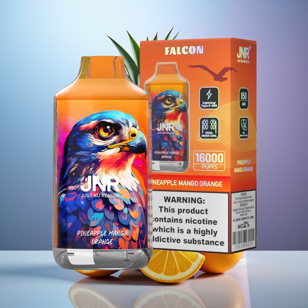 JNR Falcon 16000 Puffs Piña Mango Naranja 850 mAh Dual Mesh Coil Smart LED Display