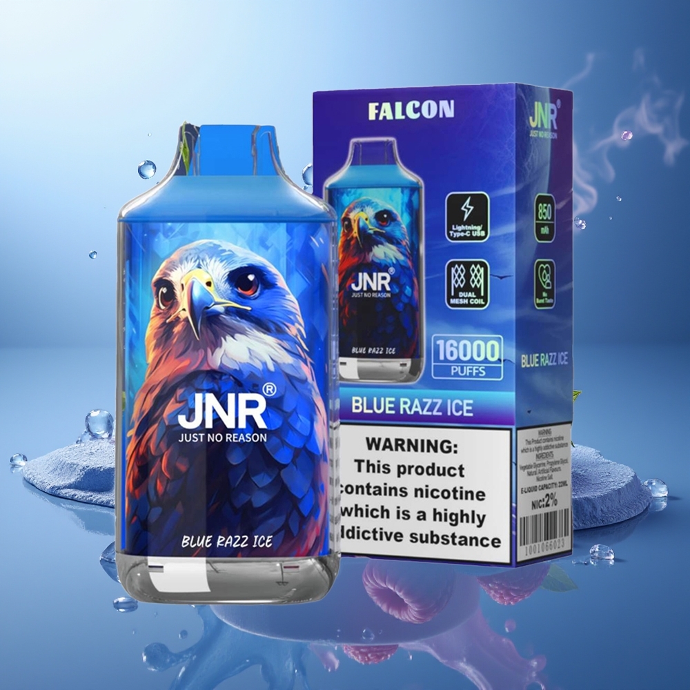 JNR Falcon 16000 Puffs Vape Desechable Zarzamora Azul Helado 850 mAh 22ml Dual Mesh Coil