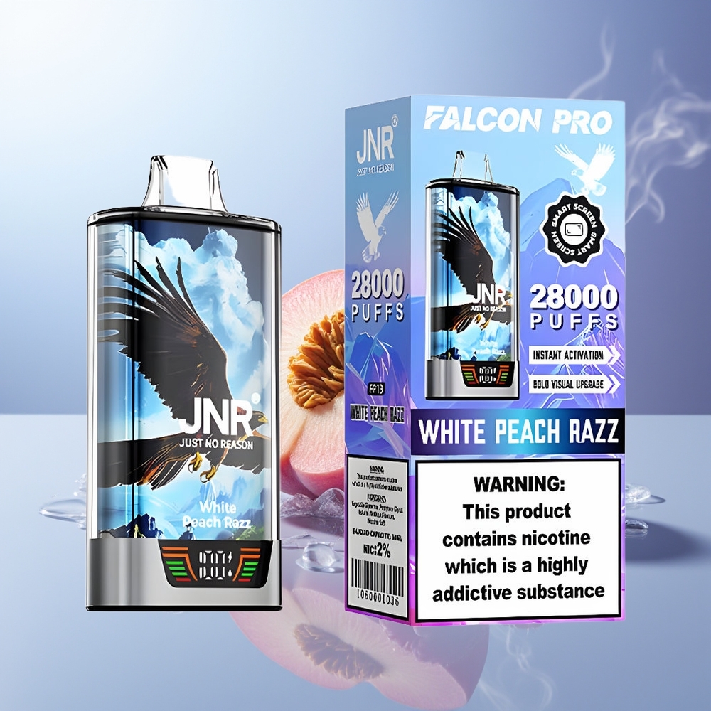 JNR Falcon Pro 28000 Puffs Duraznos Blancos y Frambuesa 30ml 950mAh USB-C