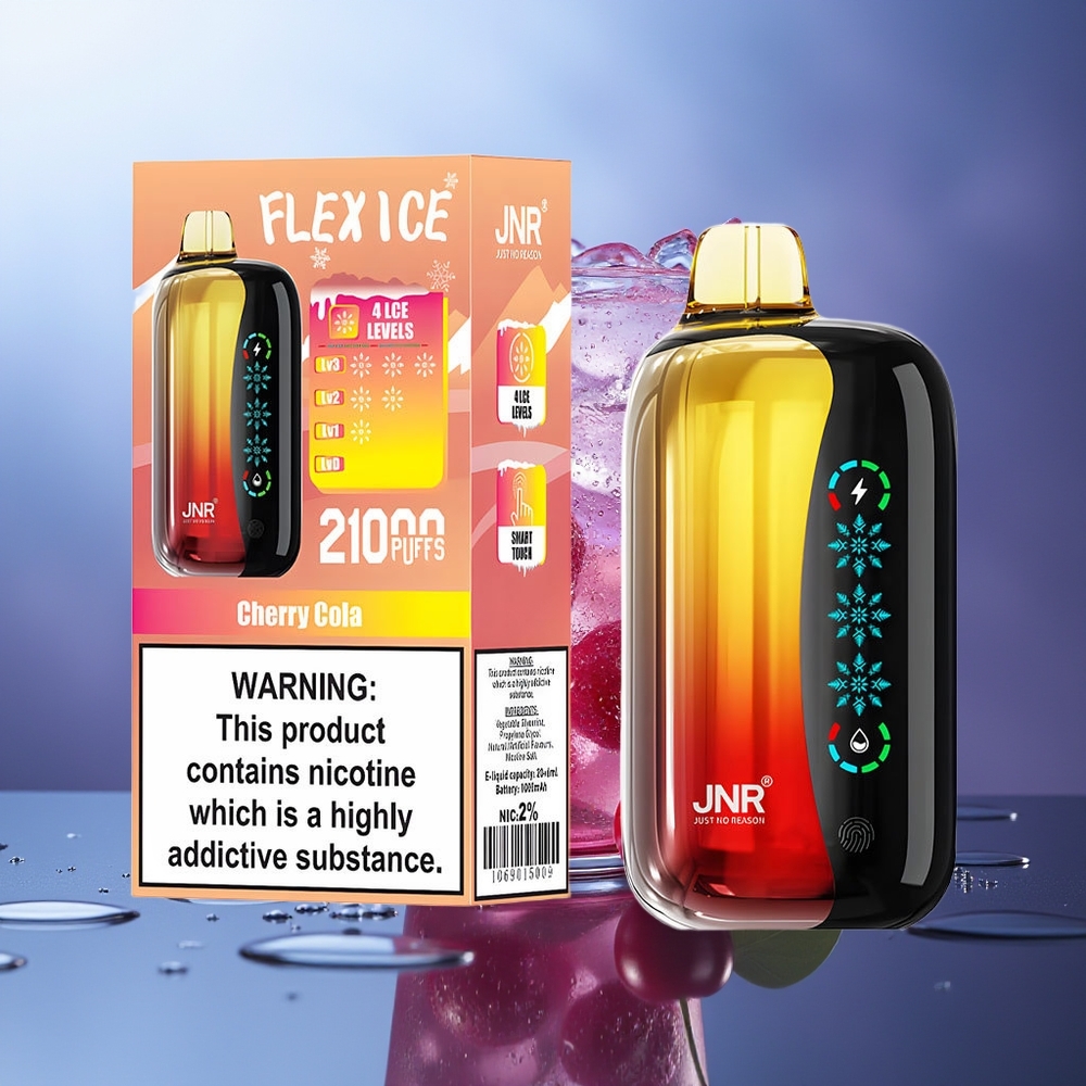 JNR Flex Ice 21000 Puffs Cereza Cola Ajustable Hielo 26ml Pantalla Táctil