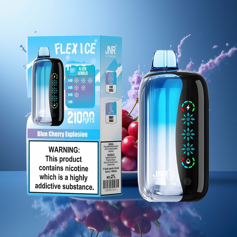 JNR Flex Ice 21000 Puffs Exprimidor de Cereza Azul Ajustable 26ml Dual Mesh