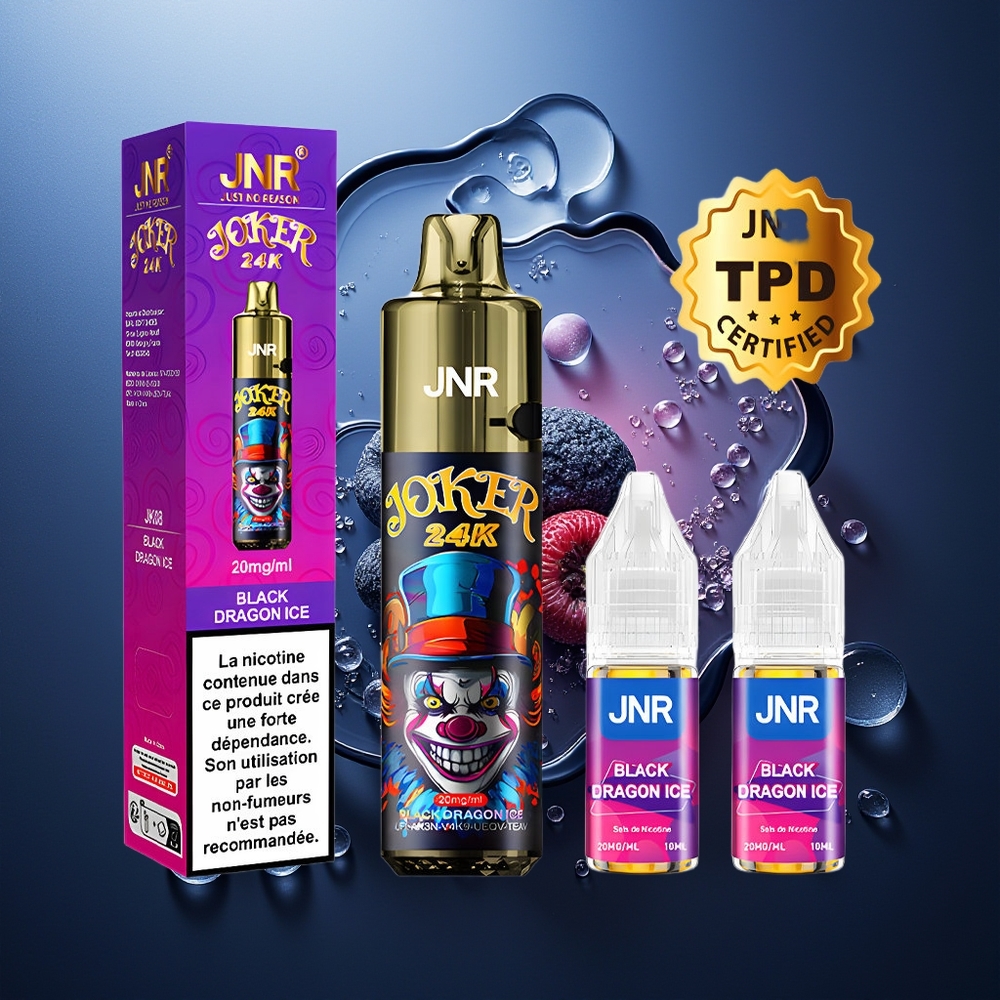 JNR Joker 24000 Puffs Dragón Negro Hielo 2+10ml Recargable 800mAh Tipo-C
