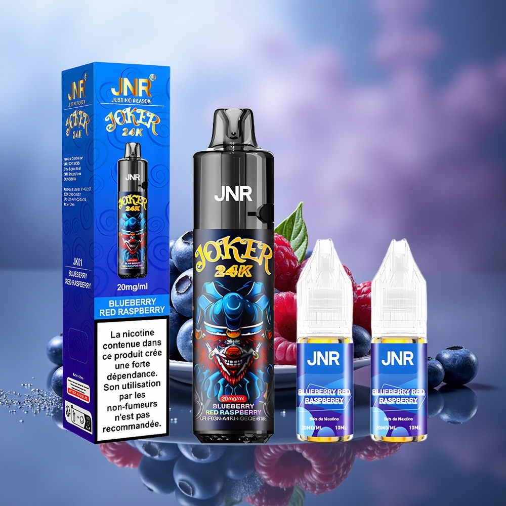 JNR Joker 24000 Puffs Vape Desechable Arándano Frambuesa Roja 2% Nicotina 800mAh Tipo-C