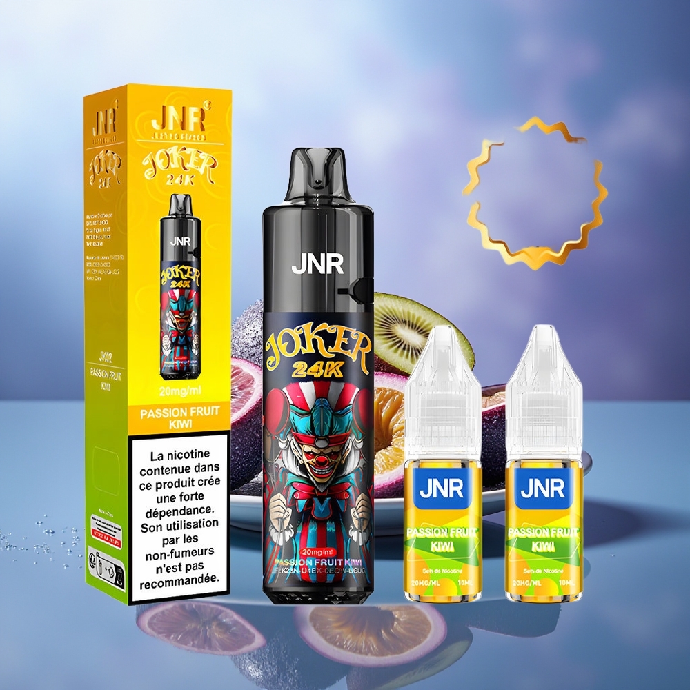 JNR Joker 24000 Puffs Vape Desechable Maracuyá Kiwi 2% Nicotina 800mAh Luz Colorida