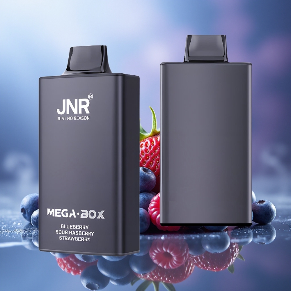 JNR Mega Box 25000 Puffs Vape Desechable Arándano Agrio Frambuesa Fresa Dual Mesh Coil Tipo-C 850mAh