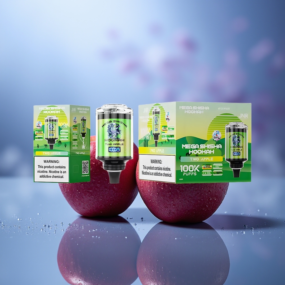 JNR Mega Shisha Hookah 100K 2 Manzanas Compatibilidad de Escritorio 2200mAh Pantalla Inteligente Flujo de Aire Ajustable