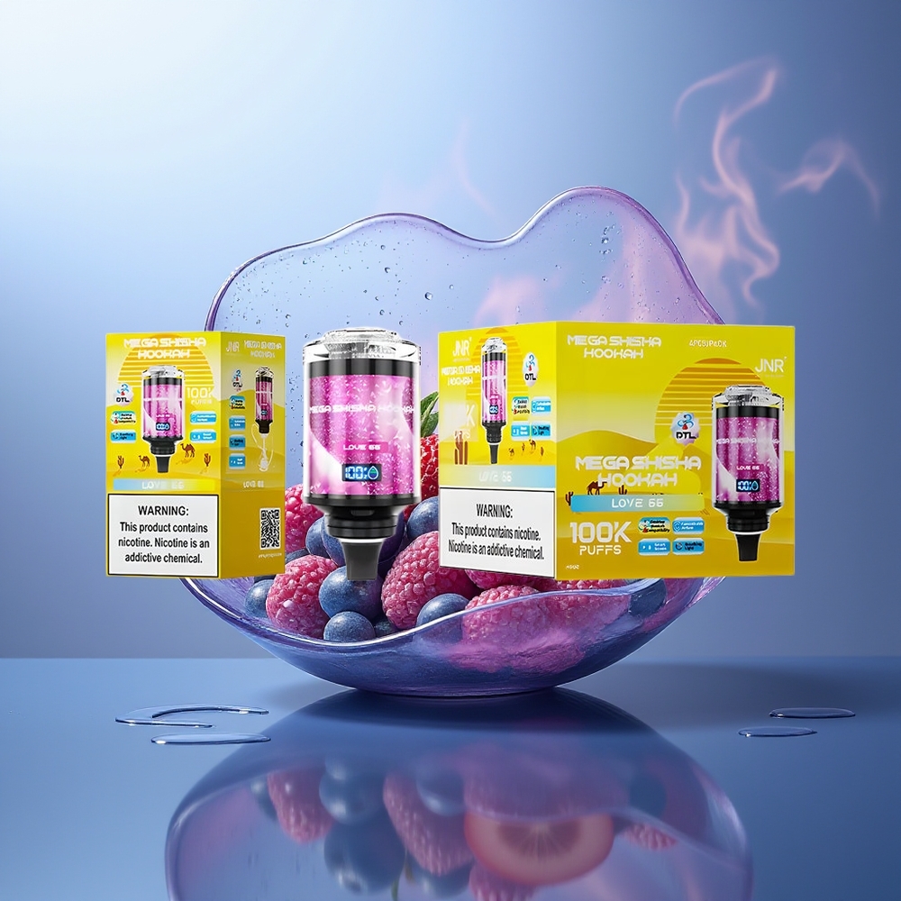 JNR Mega Shisha Hookah 100K Amor 66 Pantalla Inteligente Carga Rápida 60ml