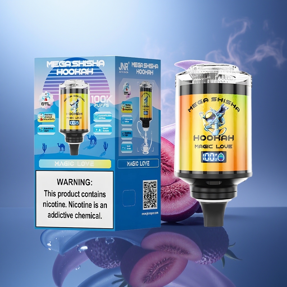 JNR Mega Shisha Hookah 100K Amor Mágico Pantalla Inteligente Tipo-C 2200mAh