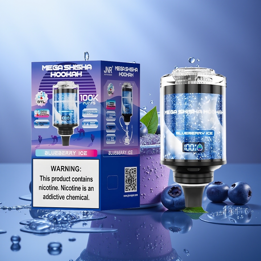 JNR Mega Shisha Hookah 100K Arándano Helado Pantalla Inteligente 2200mAh Tipo-C