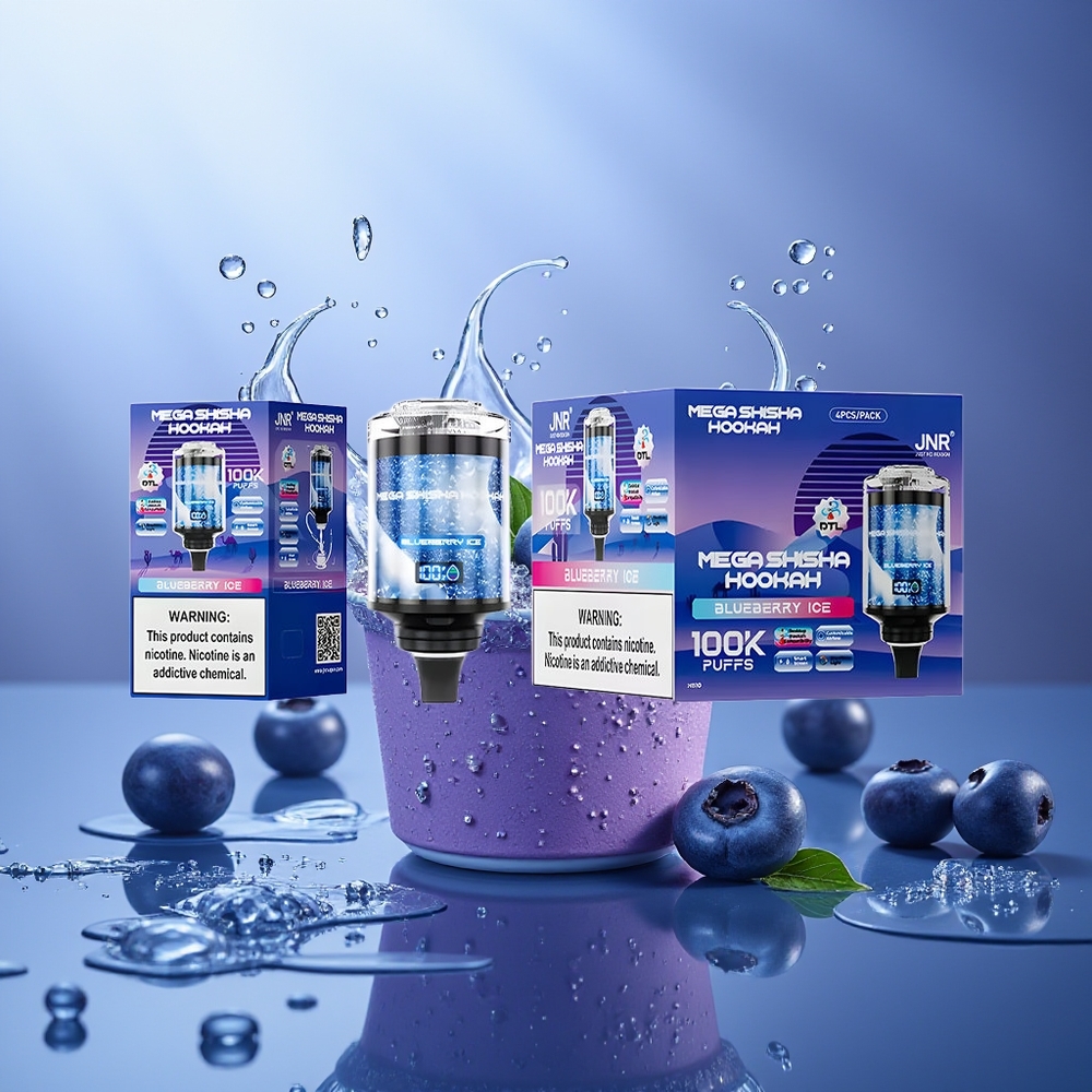 JNR Mega Shisha Hookah 100K Arándano Helado Pantalla Inteligente 2200mAh Tipo-C
