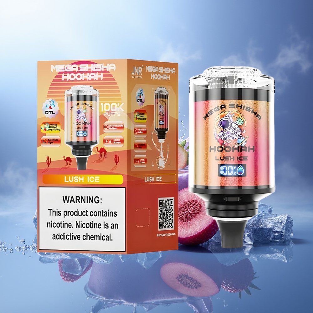 JNR Mega Shisha Hookah 100K Helado Lujoso Pantalla Inteligente Carga Rápida