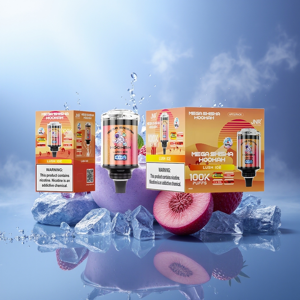 JNR Mega Shisha Hookah 100K Helado Lujoso Pantalla Inteligente Carga Rápida
