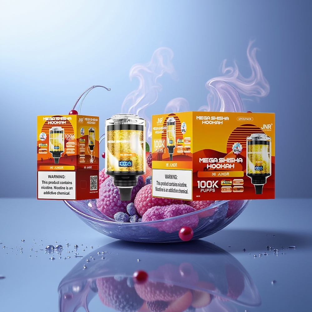 JNR Mega Shisha Hookah 100K Mi Amor 2200mAh Pantalla Interactiva 60ml Capacidad