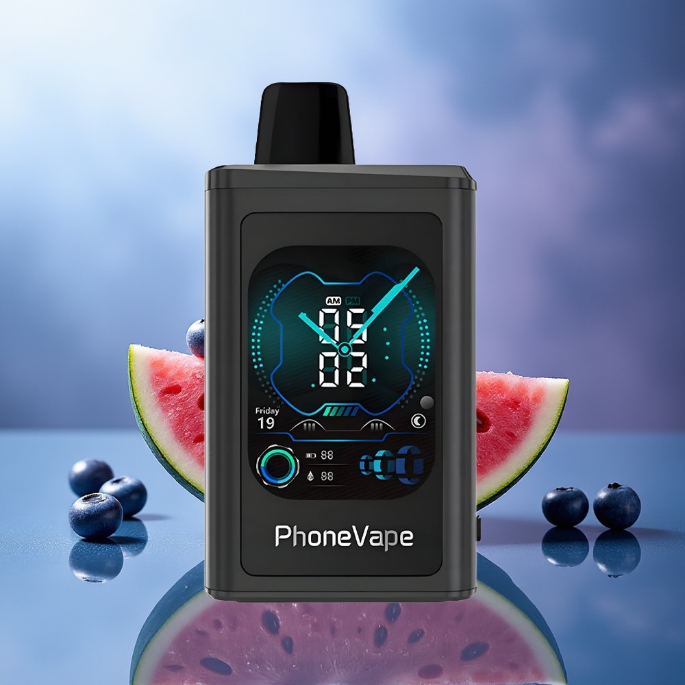 JNR PhoneVape 30000 chupadas Arándano Sandía Batería Recargable 850mAh Pantalla Completa Ajustable