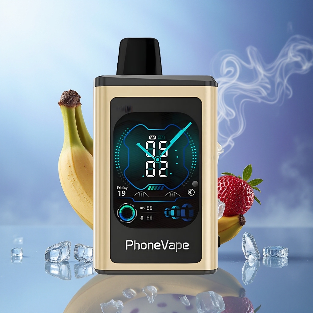 JNR PhoneVape 30000 chupadas Vape Desechable Banana Ice Pantalla Completa Puerto Tipo-C 5% Nicotina