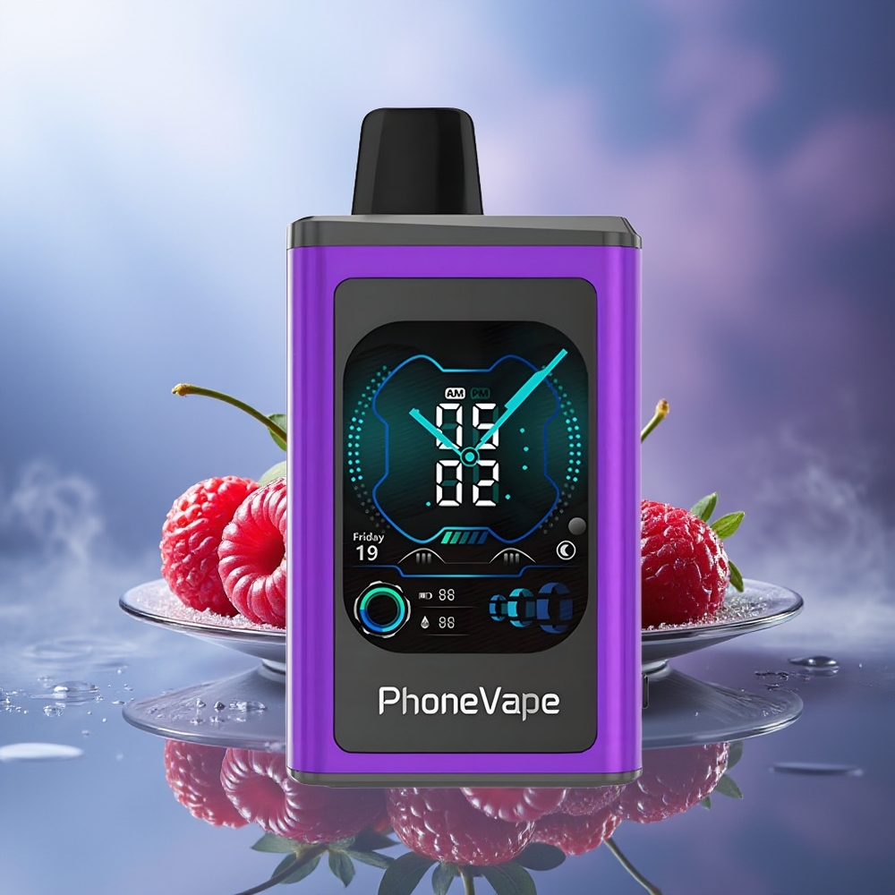 JNR PhoneVape 30000 chupadas Vape Desechable Cereza Fresa Frambuesa 850mAh Pantalla Completa 2%5%