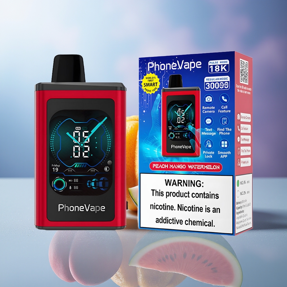 JNR PhoneVape 30000 puffs Melocotón Mango Sandía Ajustable Pantalla Completa Recargable