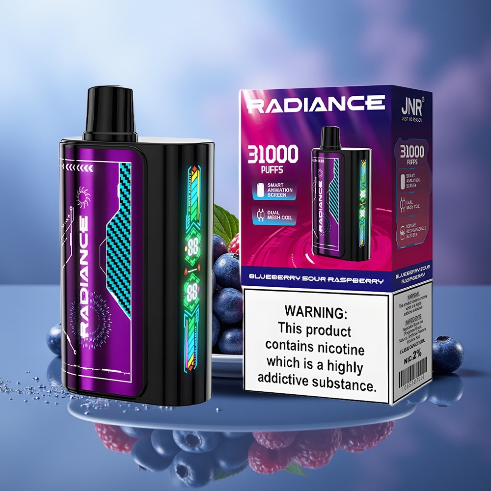 JNR Radiance 31000 Puffs 28ml Pantalla Inteligente Arándano Frambuesa Ácida