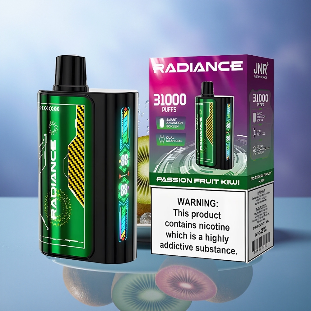 JNR Radiance 31000 Puffs Maracuyá Kiwi Pantalla Inteligente Dual Mesh 950 mAh