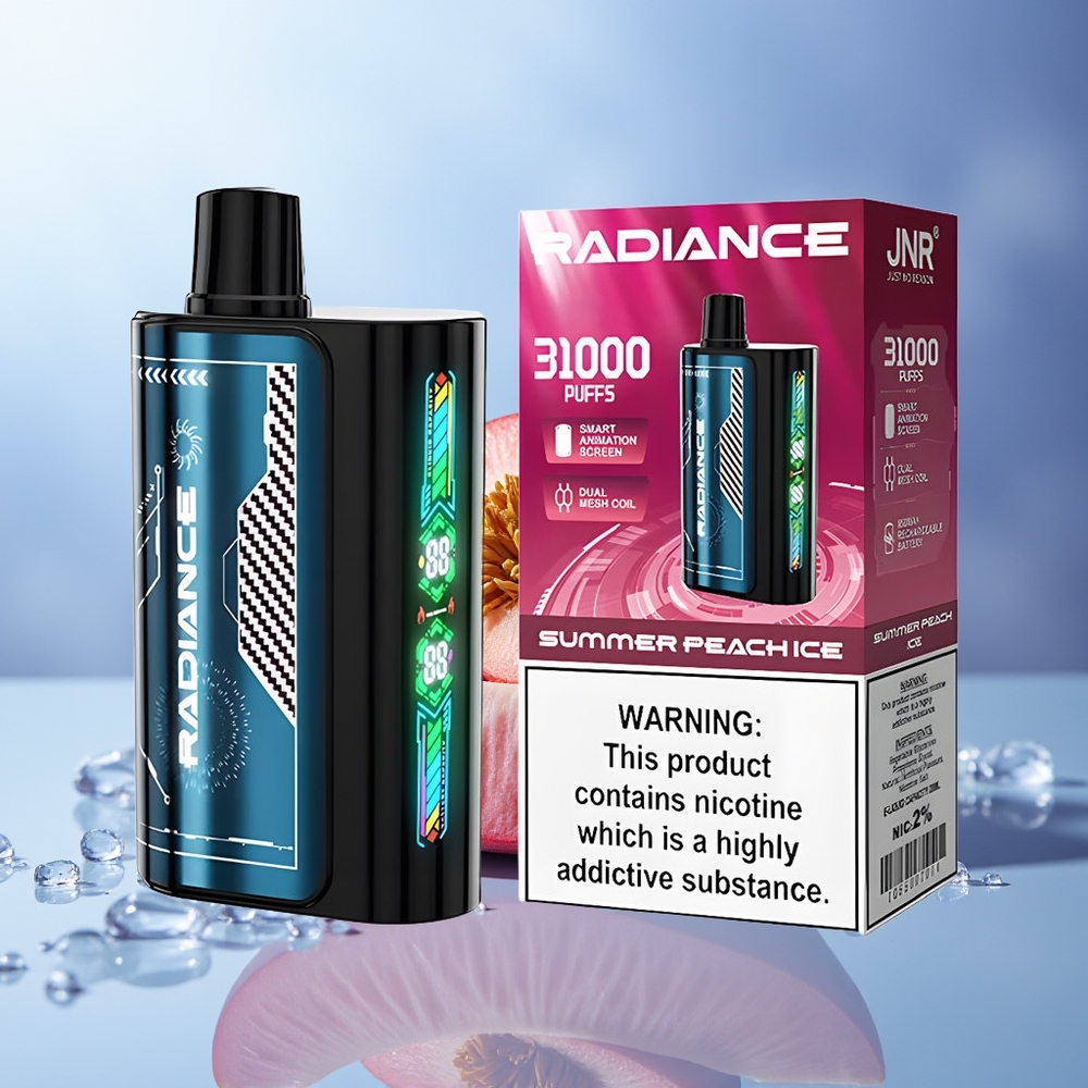 JNR Radiance 31000 Puffs Melocotón de Verano Helado Pantalla Inteligente Batería Recargable