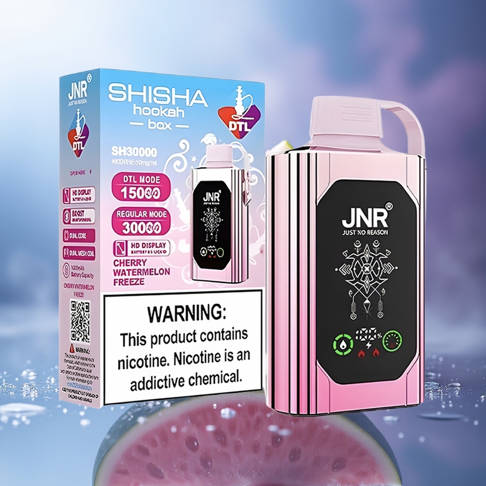 JNR Shisha Hookah Box 20500 Puffs Cereza Sandía Helada HD Display 1000mAh Tipo-C