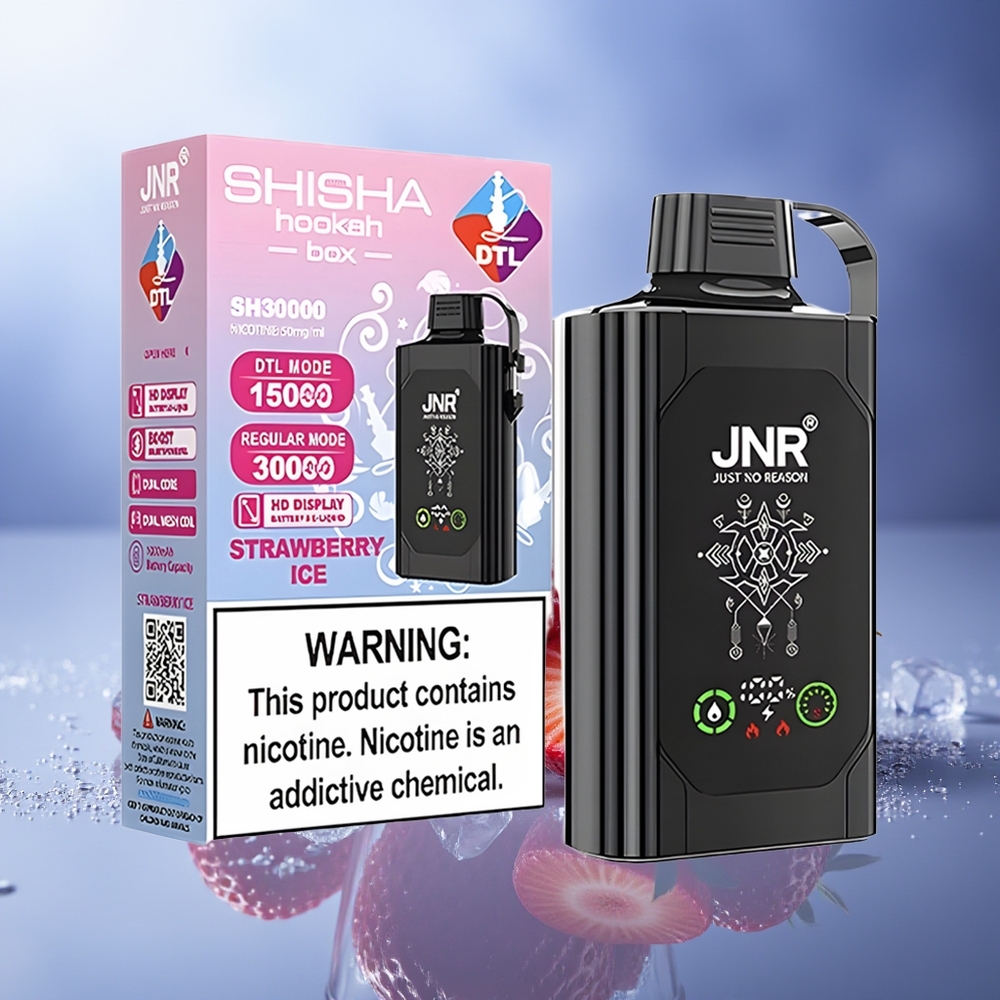 JNR Shisha Hookah Box 20500 Puffs Fresa Hielo HD Display 1000mAh Tipo-C