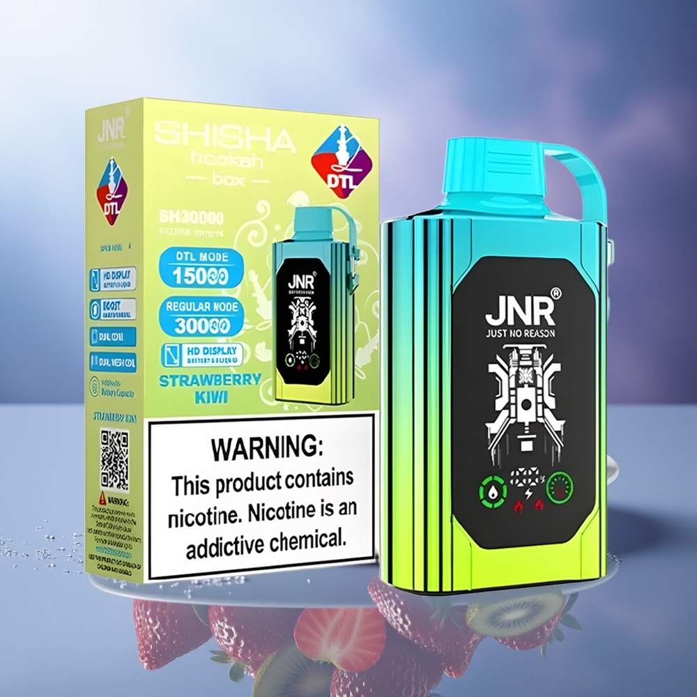 JNR Shisha Hookah Box 20500 Puffs Fresa Kiwi HD Display 1000mAh Dual Mesh Coil