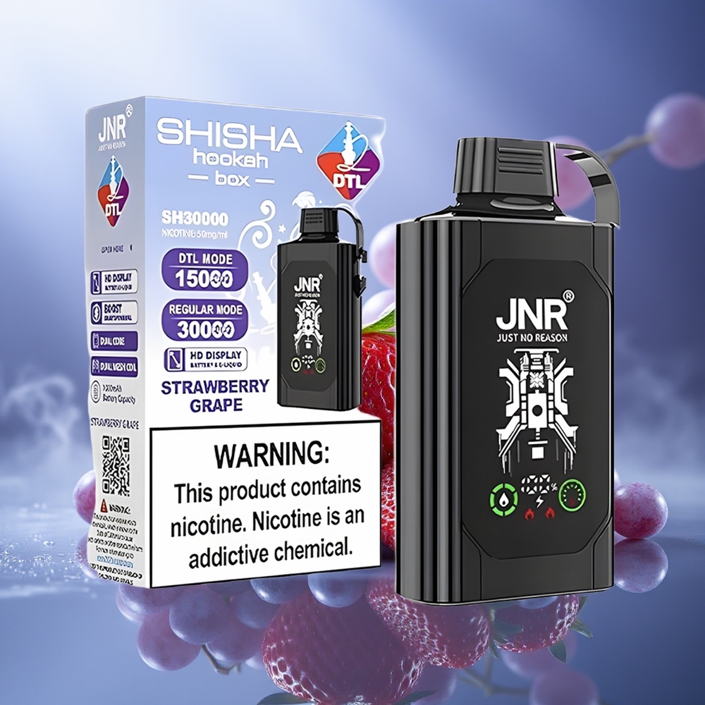 JNR Shisha Hookah Box 20500 Puffs Fresa Uva Pantalla HD Batería 1000mAh