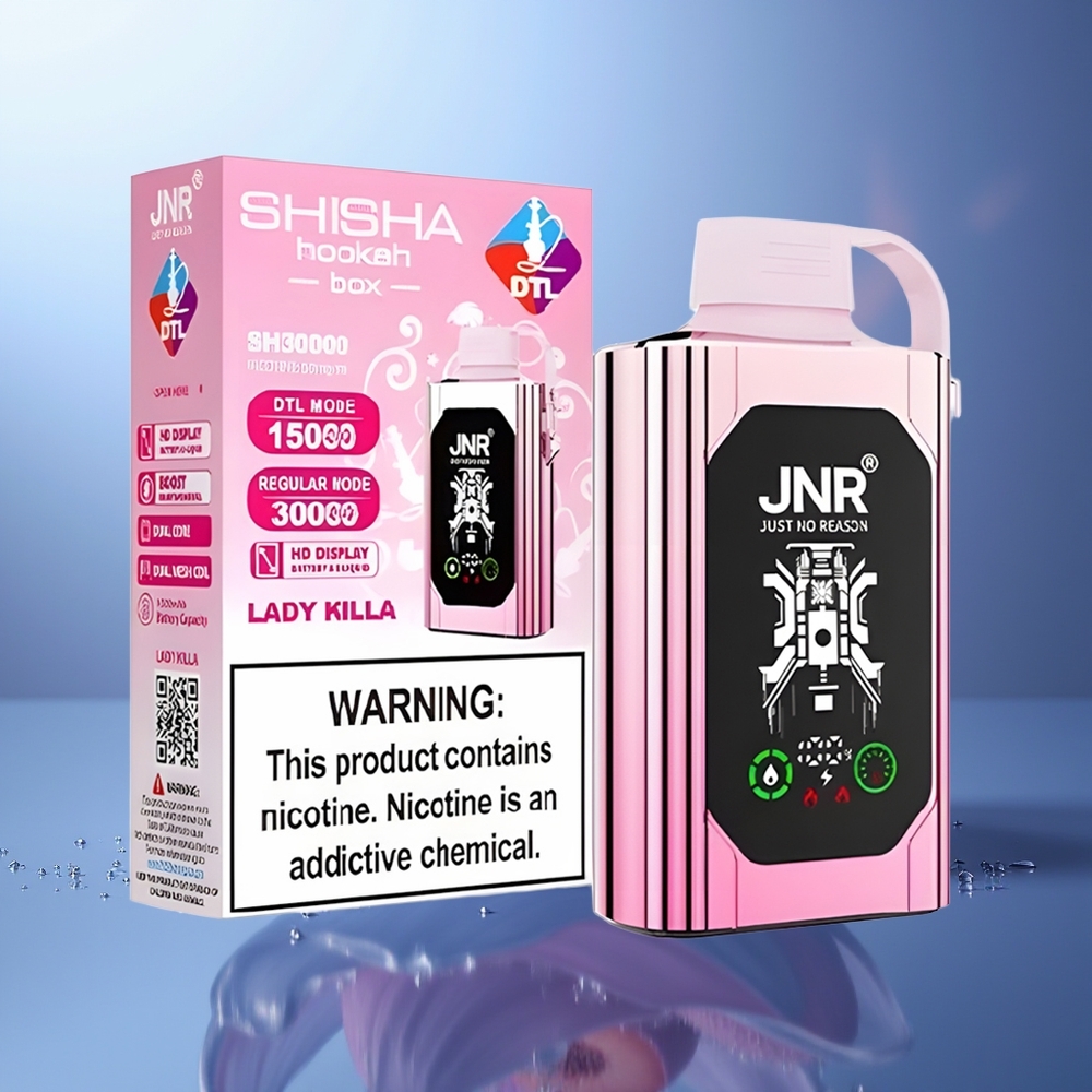 JNR Shisha Hookah Box 20500 Puffs Lady Killa HD Display 1000mAh 25ml Dual Mesh Coil